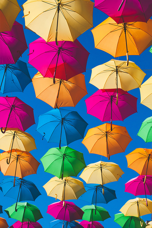 rainbow umbrellas